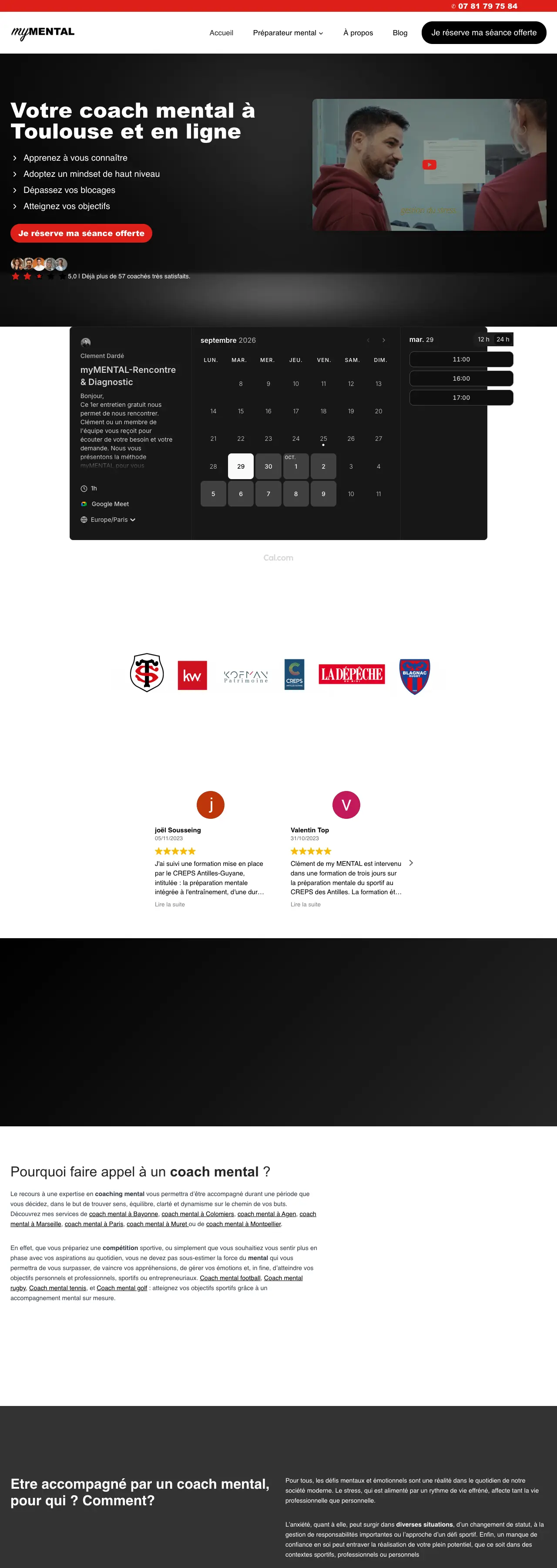 Site MyMental, vu sur ordinateur, de la page d'accueil vers le bas de page